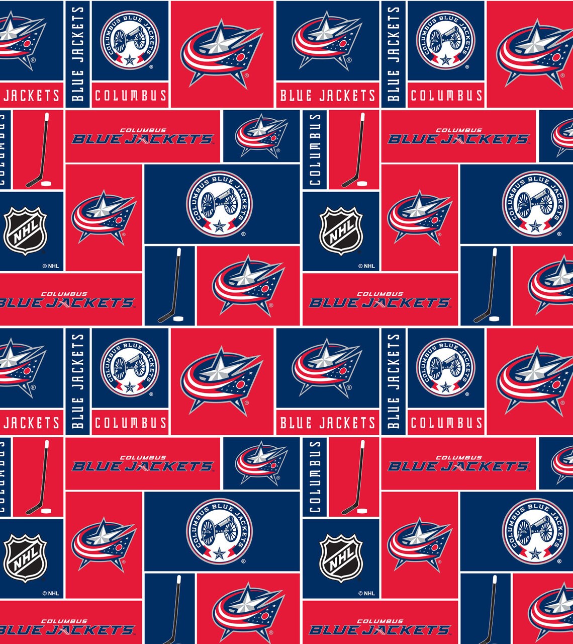 Sykel Enterprises NHL Team Fleece Blanket Fabric-Columbus Blue Jackets Geometric Fleece Fabric